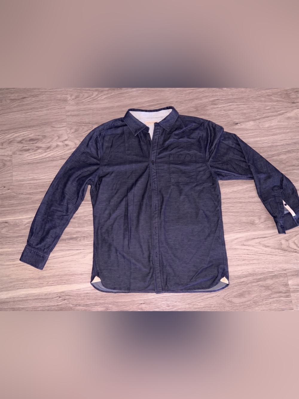 Nifty Genius Men's Indigo Chambray
Button-UpShirt Size Large EUC